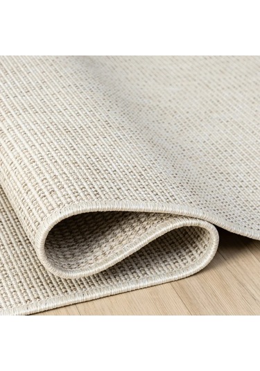 Düz Krem Bej Dokuma Görünümlü Modern Halı - L662krbo