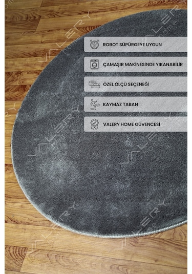 Comfort Ponpon Saçaklı Peluş Halı Antrasit Antrasit