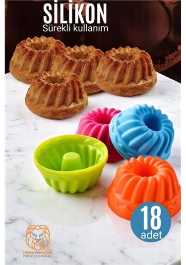 Modacar Silikon Göbekli Muffin Cupcake Kalıbı - Sürekli Kullanım Muffin Kek Kalıbı 18 Adet
