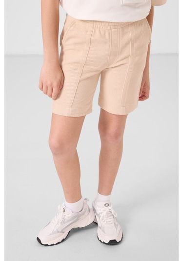 Tommylife Bej Pamuklu Yumuşak Dokulu Standart Fit Basic Erkek Çocuk Şort - 11289 Bej