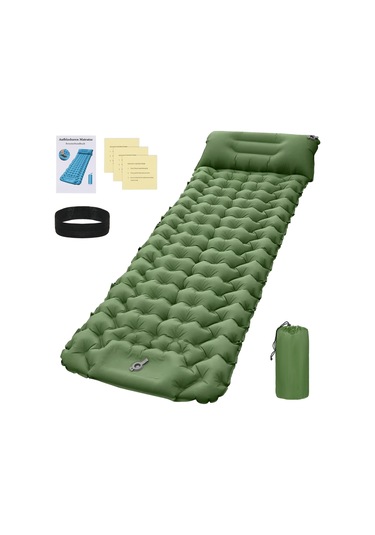 Tomshoo Ultra Hafif Dahili Pompalı Yastıklı Kamp Şişme Yatağı Yeşil