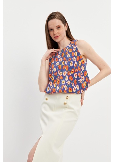 Stella Pulvis Krem Düğme Detaylı Kalem Etek Krem