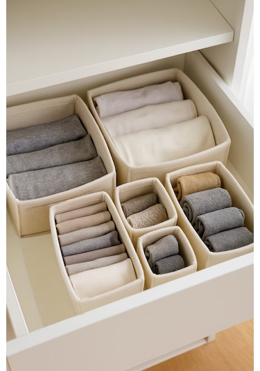 Keçe Çekmece Ve Dolap Düzenleyici Organizer Seti 6 Parça Krem, Çok Amaçlı Düzenleyici Kutular Krem