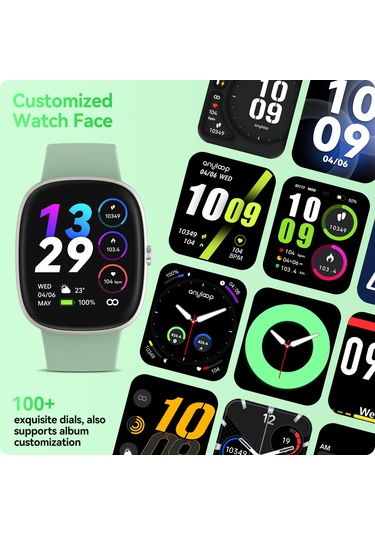 Geeroyoo Anyloop Alw1 Spor Akıllı Saat Yeşil - 1.69" Tft Ekran, 24/7 Kalp Ritmi Ve Spo2 İzleme, 100+ Spor Modu, Uyku Takibi, Ip67 Su Geçirmezlik, Android/ios Uyumlu