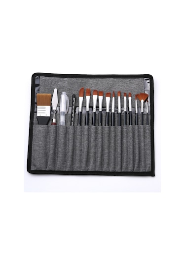 Jzcat Sanatçı Boya Fırçaları Set Kazıyıcı İle Çanta 18 Adet-siyah