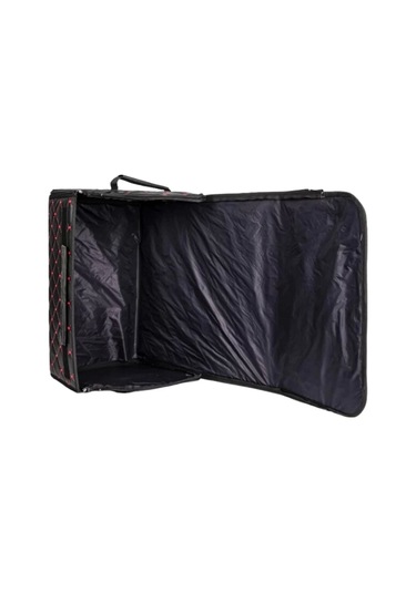 Oto Bagaj Organizeri Kapitone Deri Çanta Kırmızı Dikişli Siyah