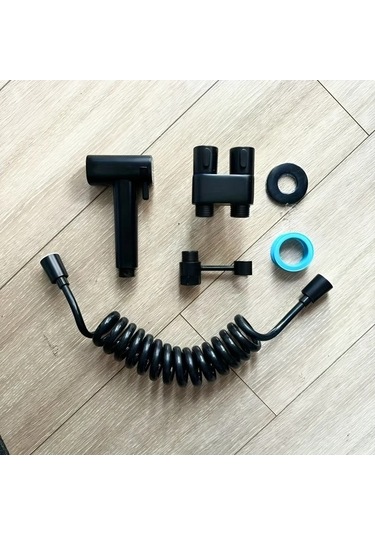 Fastbuy Dream011 Siyah Mat Tuvalet El Tipi Bide Seti 78 Inç Uzatma Hortumu Cift Kontrollü Valf Kendinden Temizlemeli Duş Başl Mat Siyah