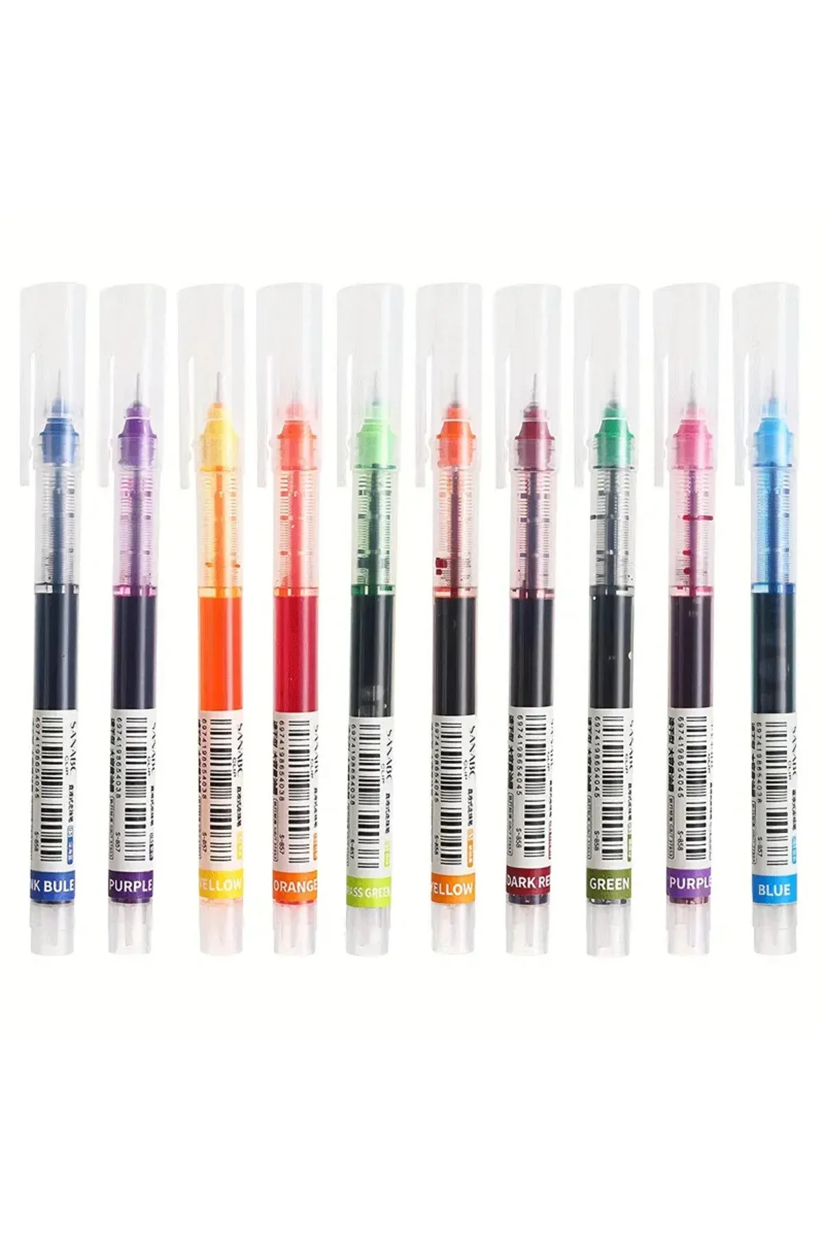 12 Adet Hızlı Kuruyan Nötr Renk Tükenmez Kalem - 0.5mm İğne Karbon Kalem Çok Renkli