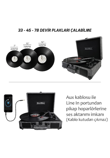 Record Master ST14012 Bluetooth ve Şarj Özellikli Retro Pikap