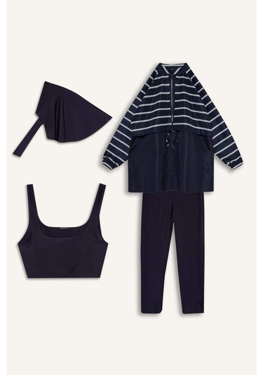 Defacto Regular Fıt Çiçekli 5li Burkini Mayo G7443ax26hsnv31 Lacivert-nv31