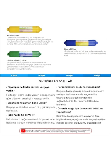 Su Arıtma Cihazı Alkaline Mineral Quartz Filtre Set