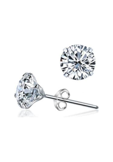 Chavin Yuvarlak Tek Taş Gümüş Zirkon Küpe Be22