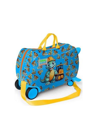 Coral High Otur-çek Erkek Çocuk Valizi - Mavi Sarı Dinazor Çok Renkli