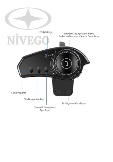 Nivego Bt35 Bluetooth 5.0 Intercom Kablosuz Kulaklık - Motosiklet