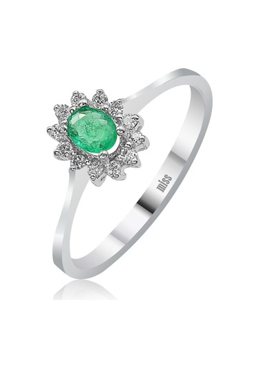 Pırlanta Zümrüt Yüzük - 0,10 Karat 8 Ayar