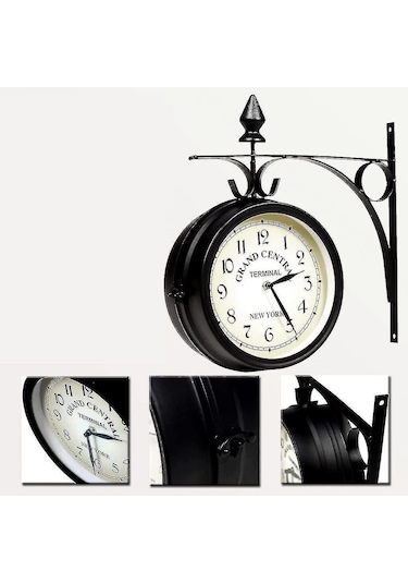 Duvar Saati Ferforje Bahçe Saati İstasyon Saati Çift Taraflı El Yapımı Grand Central Terminal New York Diğer