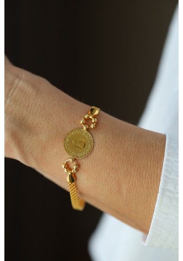 Yenigün Kuyumculuk 14 Ayar Altın Bismark Zincirde 22 Ayar Çeyrek Altınlı Bileklik