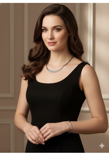 Zirkon Kaplamalı Gümüş Set Beyaz