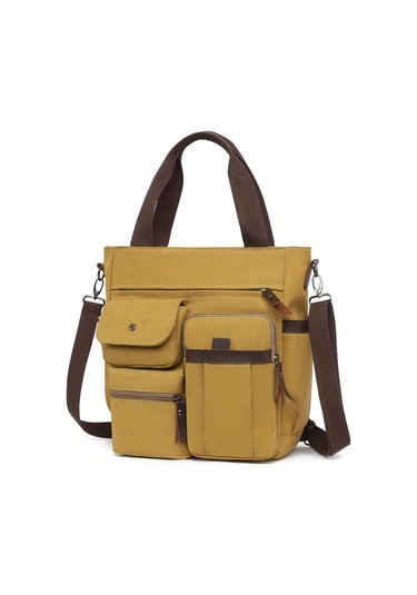 Dashanshop Erkekler Vintage Postacı Çantası A-brown Büyük Kapasiteli Çok Bölmeli Dayanıklı Ofis Seyahat A-kahverengi