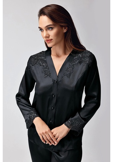 Freshness 9950-pt Saten Dantel Detaylı Pijama Takımı Siyah