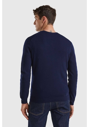 Benetton Erk V Yaka Merino Kazak- Lacivert