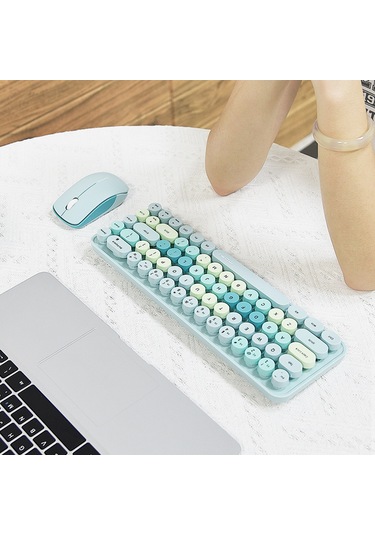 Jeemson Mofii Kablosuz Klavye-fare Seti, 3 Seviye Dpı Ayarı, Sessiz Fare, Plug & Play, Deniz Tuzü Yeşili Pil Yok Diğer