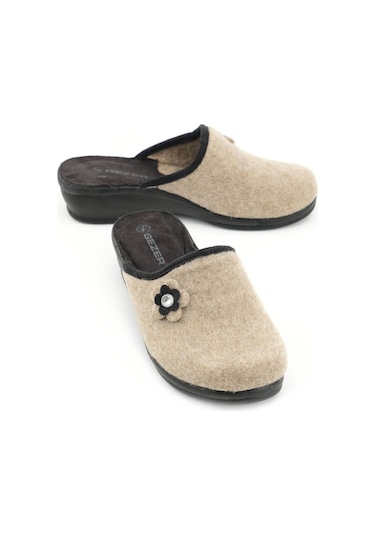 Gezer Kışlık Ev Bahçe Yüksek Topuk Kadın Terlik Gt1kzm.15444.01.012.0c Bej