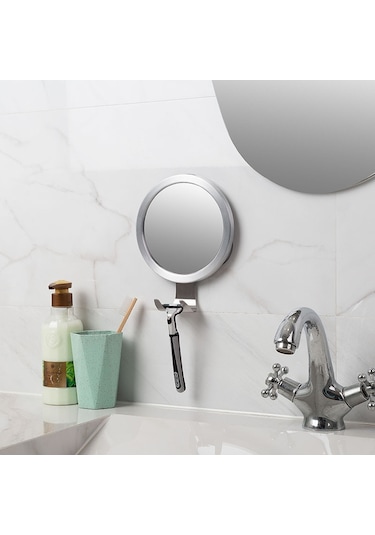 Sones Banyo Vantuzlu Buğu Önleyici Ayna Alüminyum Alaşımlı Kancalı Yuvarlak Ayna