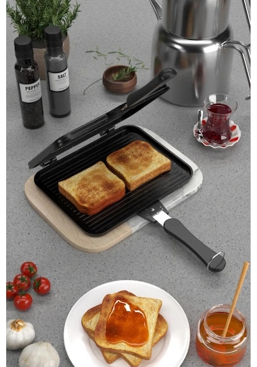 Leony Döküm Granit Ocak Üstü El Tost Makinesi 25 x 18 CM