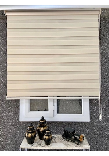 Ithal Bambu Krem Zebra Stor Perde Eteği Düz 1.kalite Alüminyum Kasa Metal Ayak Krem