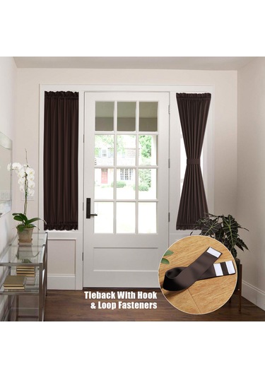 Vkemall 2 Adet Kahverengi Gölgeli Perde Seti - 63x182cm, Üç Katlı Örgü, Isı Ve Gürültü Yalıtımı, Makine Yıkama Uygun, Ayna Kordonlu Kahverengi