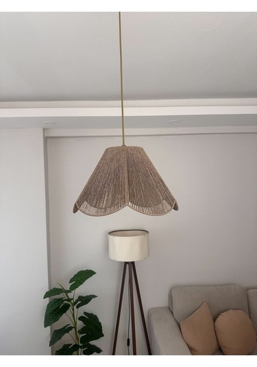 Hasır El Yapımı Bohem Çiçek Şekilli Rustik Avize - Vizon Vizon