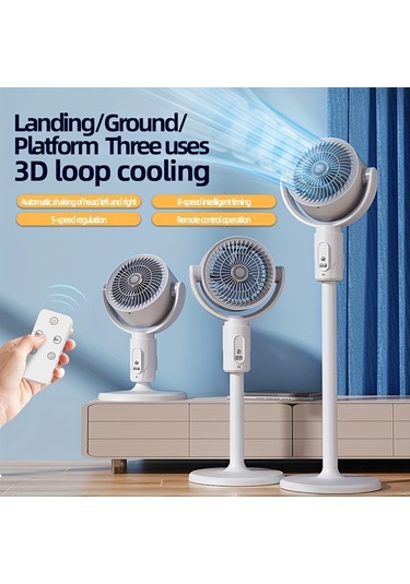 Tcherchi Zemin Ve Masaüstü Çift Amaçlı 5 Hız Ayarlı Hava Sirkülasyon Fanı Beyaz