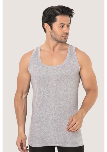 6'lı Paket Gri Erkek Atlet %100 Pamuklu Penye, Nefes Alabilir İç Giyim Gri