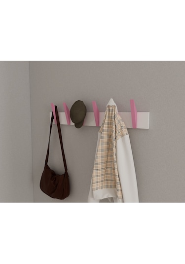 Hepsi3boyutlu Modern Duvar & Kapı Kanca Askılık - 6 Adet Pembe Kanca Askılık - Model No : 4 Pembe