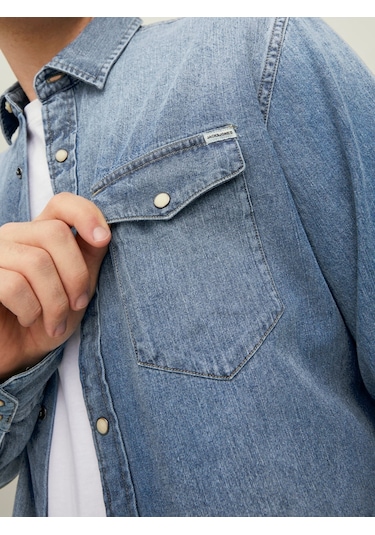 Jack & Jones Denim Gömlek- Sheridan 12138115 - 1 Medium Blue Denim