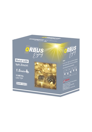 Orbus Metal Led Küre Işık Zinciri 10 Adet Metal Led Usb'li 1.5 M