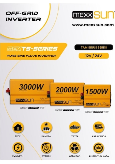 Mexxsun Tam Sinüs 24v 2000w İnverter