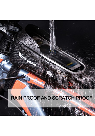 Jeemson Dağ Bisikleti Ön Çubuk Çantası - Su Geçirmez, Sabit Kasa, 6.5 İnç Telefon & Eşya Taşıma, Yansıtıcı Çizgi, Güneş Koruyucu, Sırt Çantası Tipi Bisiklet Aksesuarı Siyah