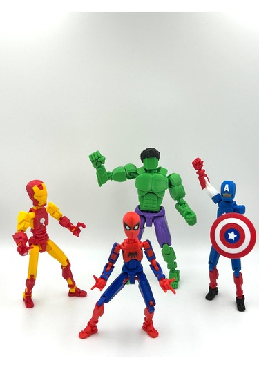 Hulk, Ironman, Captain America Spiderman Avengers Dörtlü Marvel Kahraman 3d Baskı Dummy Figür Set Avengers Karakterleri