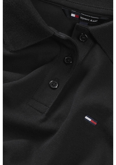Nakışlı Siyah Kadın Polo T-shirt Siyah