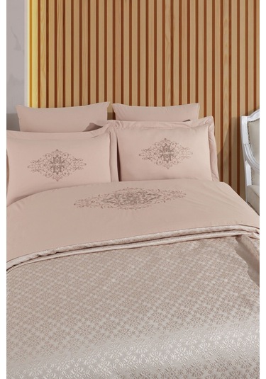 Tivoli 8 Parça Evlilik Seti Pike Takımı Havlulu-nakışlı Çift Kişilik Gelin Seti-diana-kapuçino Cappuccıno Cappuccino