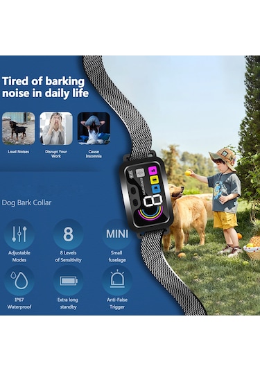Köpek Eğitim Cihazı Köpekler İçin Havlama Tasması Renkli Ekran Akıllı Köpek Eğitmeni Su Geçirmez Ip6-siyah