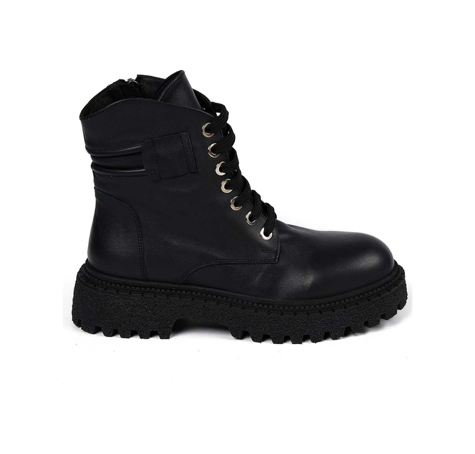 Bestello Bağcıklı Termo Taban Düz Bot 101-22516-02 Kadın Bot Siyah