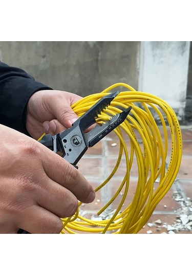 Xuweiwei Toughbuılt Pense 20 Cm Cok Fonksiyonlu Elektrik Montaj Soyma Pensesi Siyah Sari Kaymaz Sapli Tb 360 M200