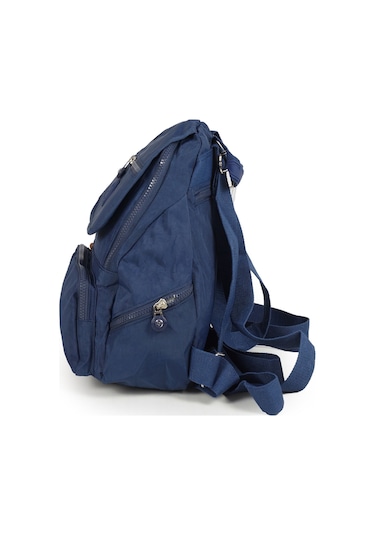 Küçük Boy Krinkıl/klinkır Su Geçirmez Uzun Askılı Çok Gözlü Günlük Kadın Sırt Çantası Lacivert 12-4g Lacivert