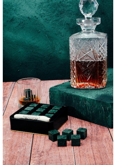 Perlotus Doğal Mermer Granit 9 Adet Viski Taşı Soğutma Taşı