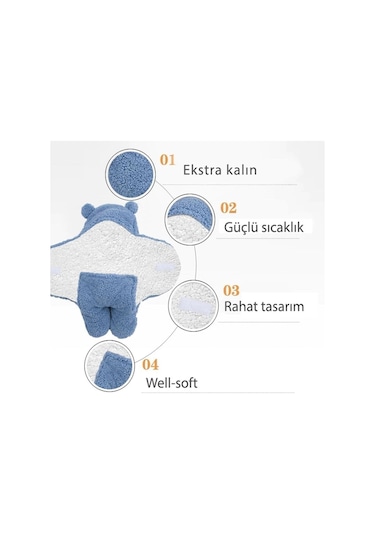 Hilyus 0-12 Ay Bebek Dış Kundak Welsoft Battaniye Ayaklı Model