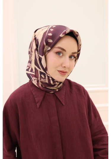 Silk Home Twill İpek Eşarp 11462-02 Bordo, Mürdüm, Bej