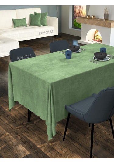 Kadife Dokulu Ada Çayı Masa Örtüsü Ada Çayı